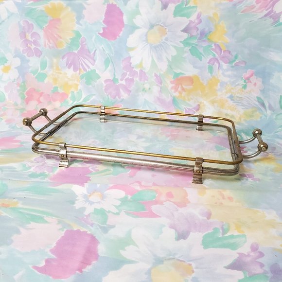 Vintage Glass and Metal Tray - Picture 1 of 1